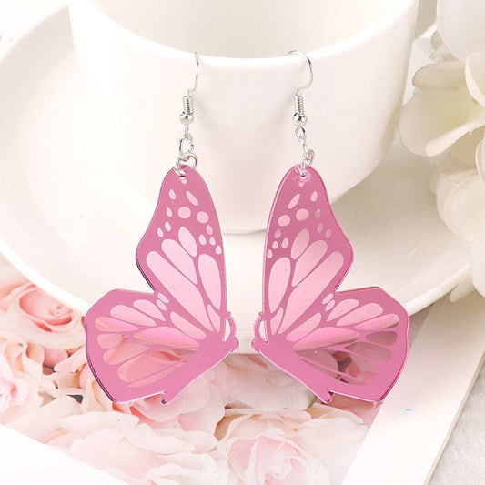 1Pair Pink Butterfly Dangle Earrings