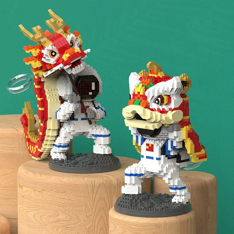 Lion & Dragon Dance Astronaut Nano Building Blocks – Youeni