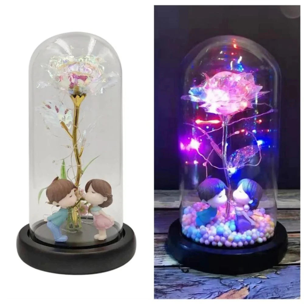 Purple Galaxy Rose, Beauty and the Beast Rose, Enchanted Rose, Purple Rose  With Glitter in a Glass Dome, Large Glass Dome Rose, Magic Rose 