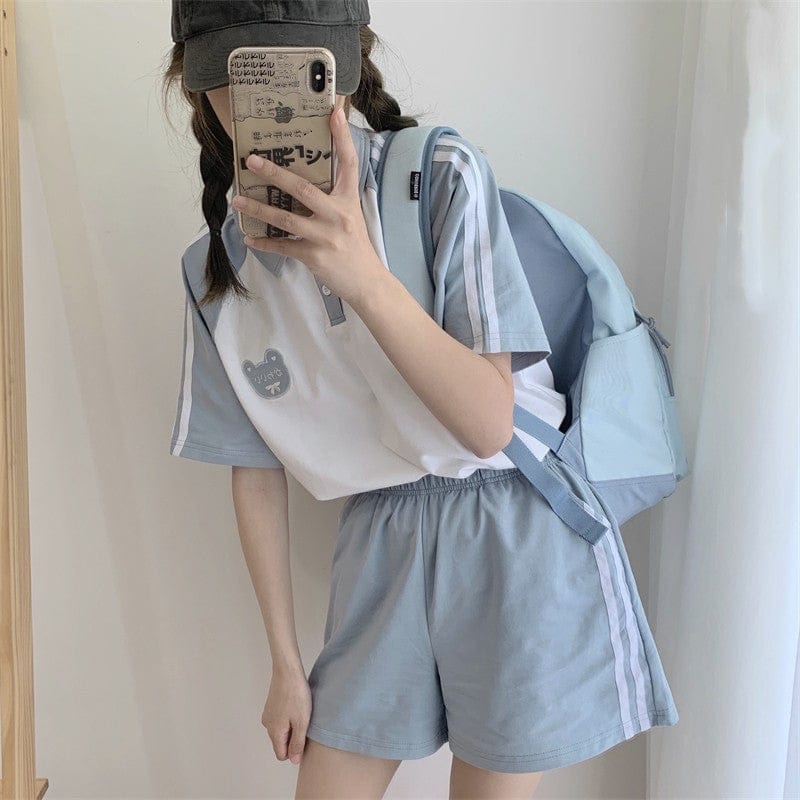 Sweet Kawaii Sporty Preppy Tee & Shorts Set – Youeni