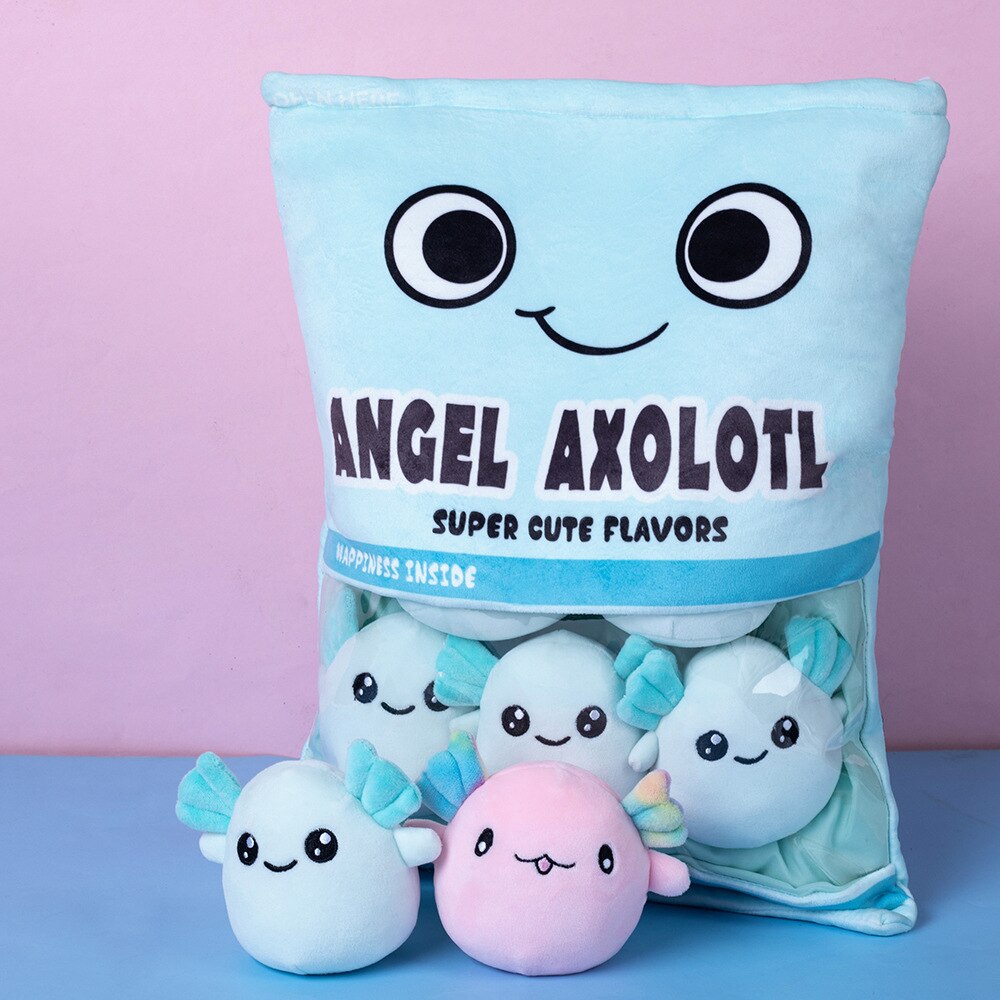 Colourful Rainbow Axolotl Candy Bag Plushies NEW Youeni
