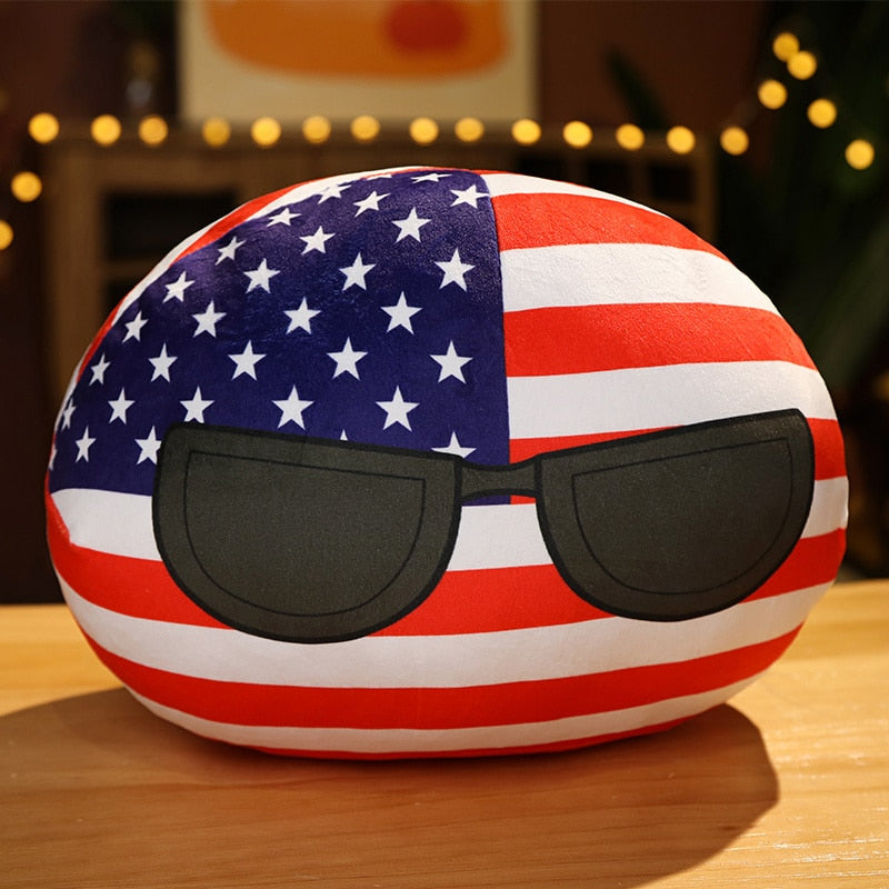 USA Country Ball Plush Pillow: Cuddle up with Stars and Stripes