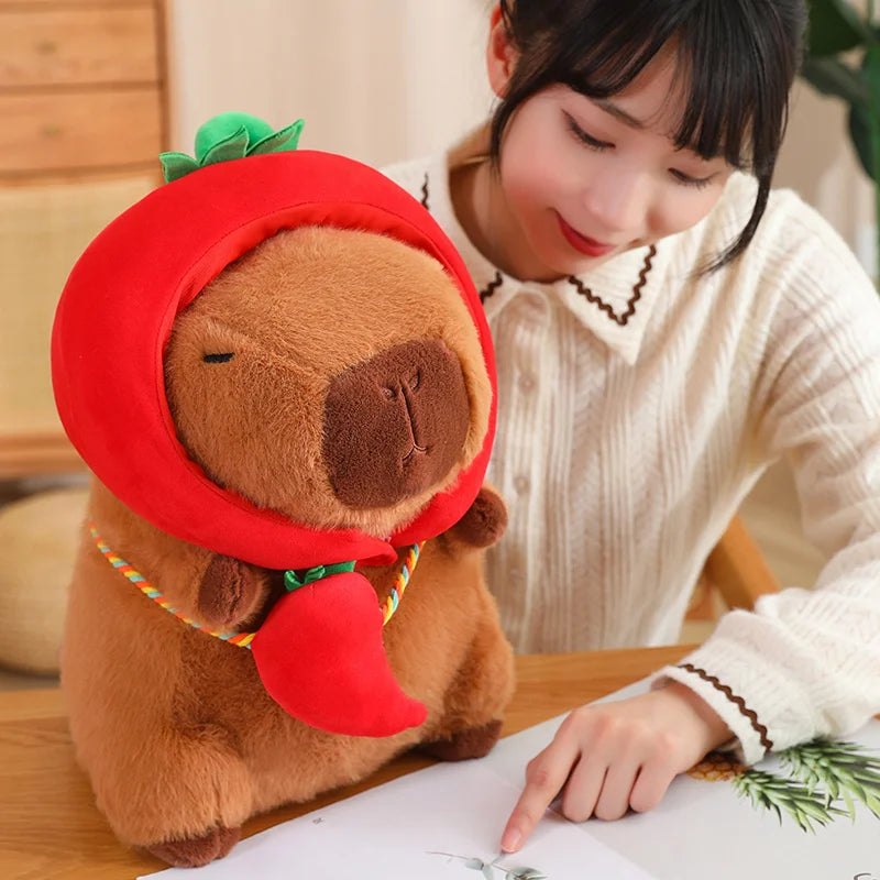 New Vegetables Hat Capybara Plush Toy Simulation Capibara With Carrot Eggplant Pumpkin Stuffed Animals Birthday Gift