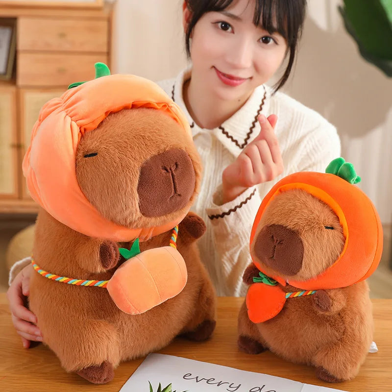 New Vegetables Hat Capybara Plush Toy Simulation Capibara With Carrot Eggplant Pumpkin Stuffed Animals Birthday Gift