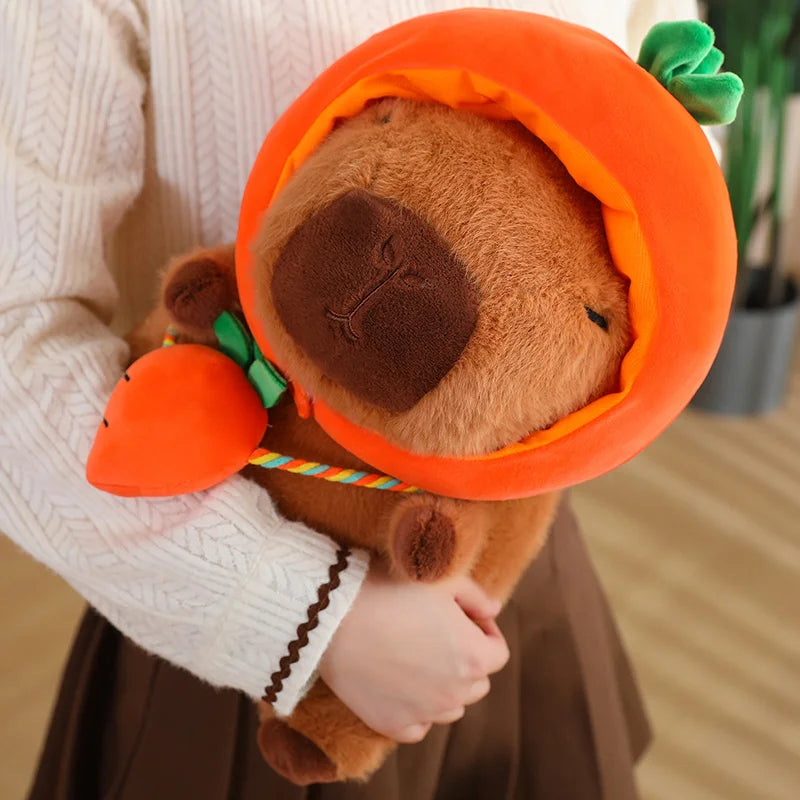 New Vegetables Hat Capybara Plush Toy Simulation Capibara With Carrot Eggplant Pumpkin Stuffed Animals Birthday Gift