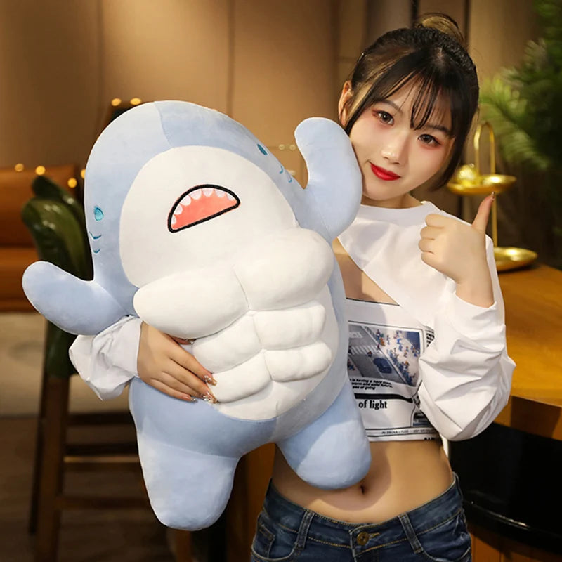 45-60cm Kawaii Funny Muscle Shark Plush Toy Hug Pillow Stuffed Animal Shark Plushies Doll Gift Doll for Boys Girl