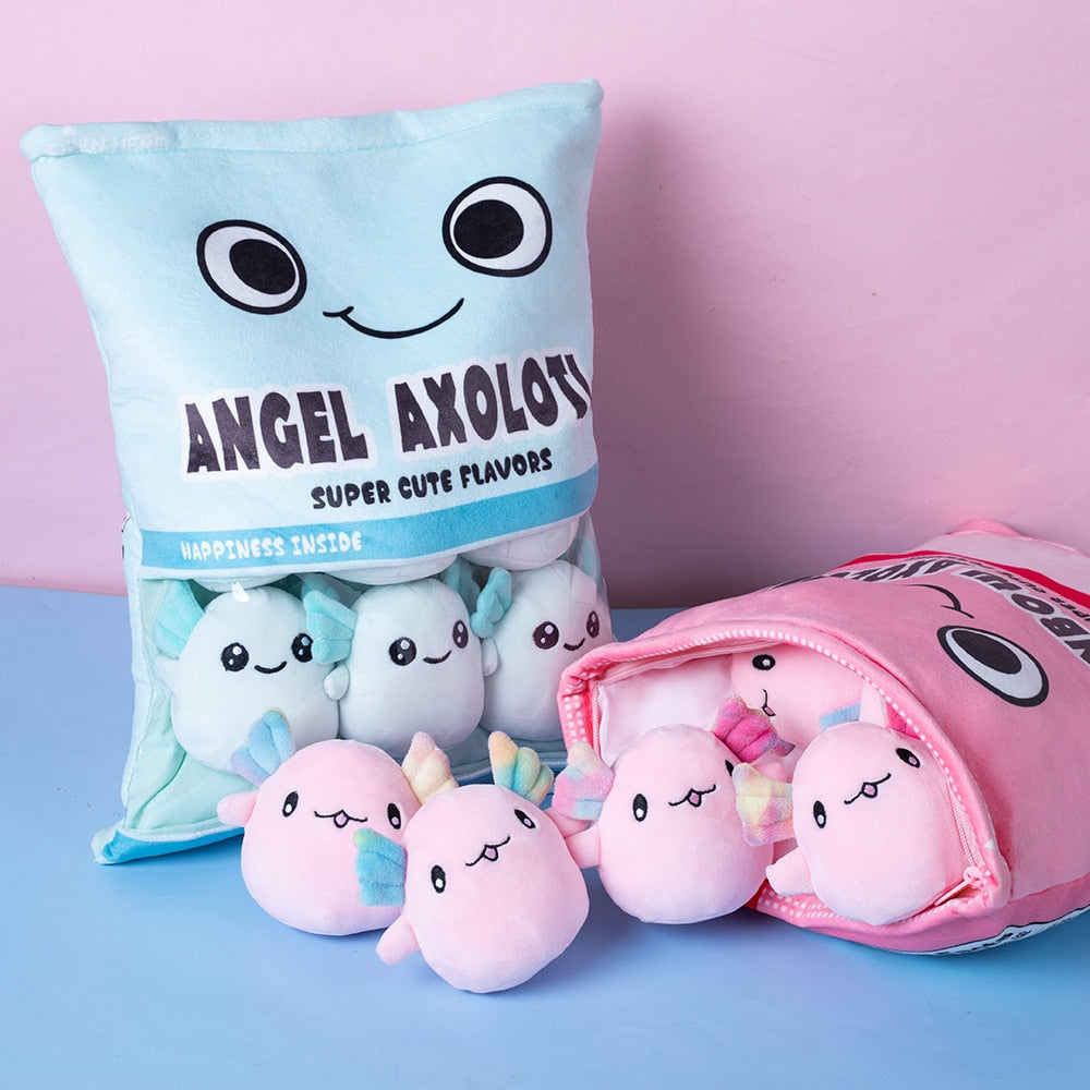 Colourful Rainbow Axolotl Candy Bag Plushies NEW Youeni