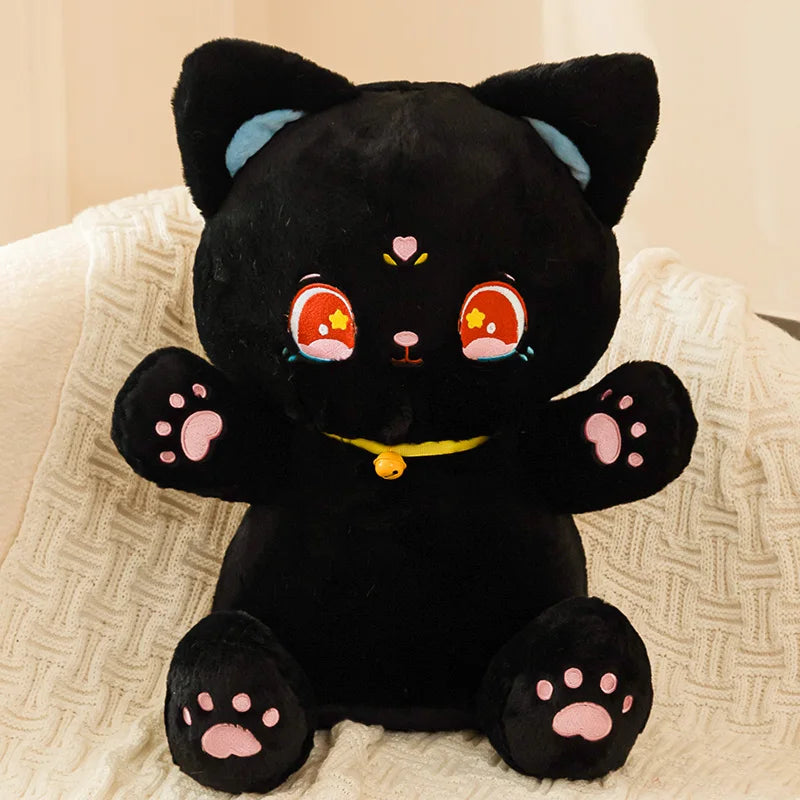 40/60cm Black and White Cat Plush Toy Grab Stuffed Animal Dolls Children Toys Gifts Halloween Gifts Toys