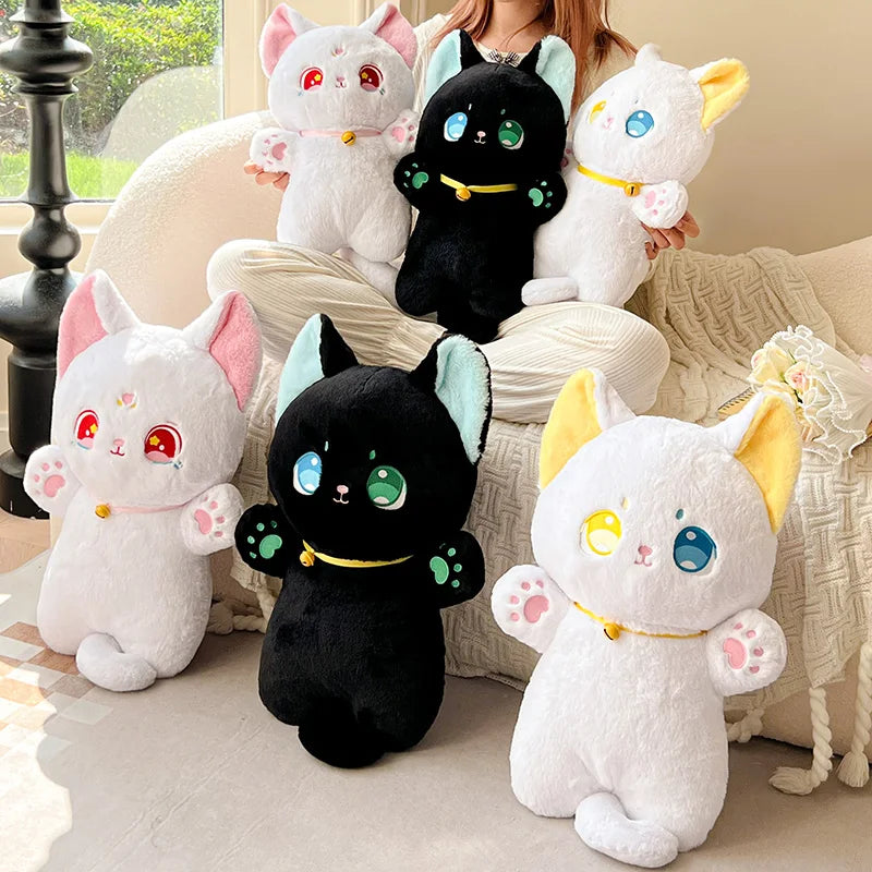 40/60cm Black and White Cat Plush Toy Grab Stuffed Animal Dolls Children Toys Gifts Halloween Gifts Toys