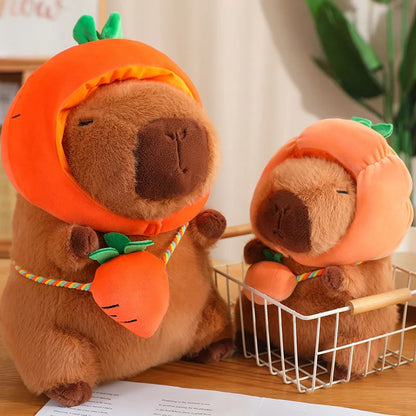 New Vegetables Hat Capybara Plush Toy Simulation Capibara With Carrot Eggplant Pumpkin Stuffed Animals Birthday Gift