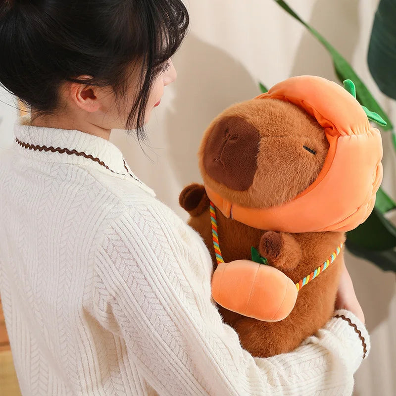 New Vegetables Hat Capybara Plush Toy Simulation Capibara With Carrot Eggplant Pumpkin Stuffed Animals Birthday Gift