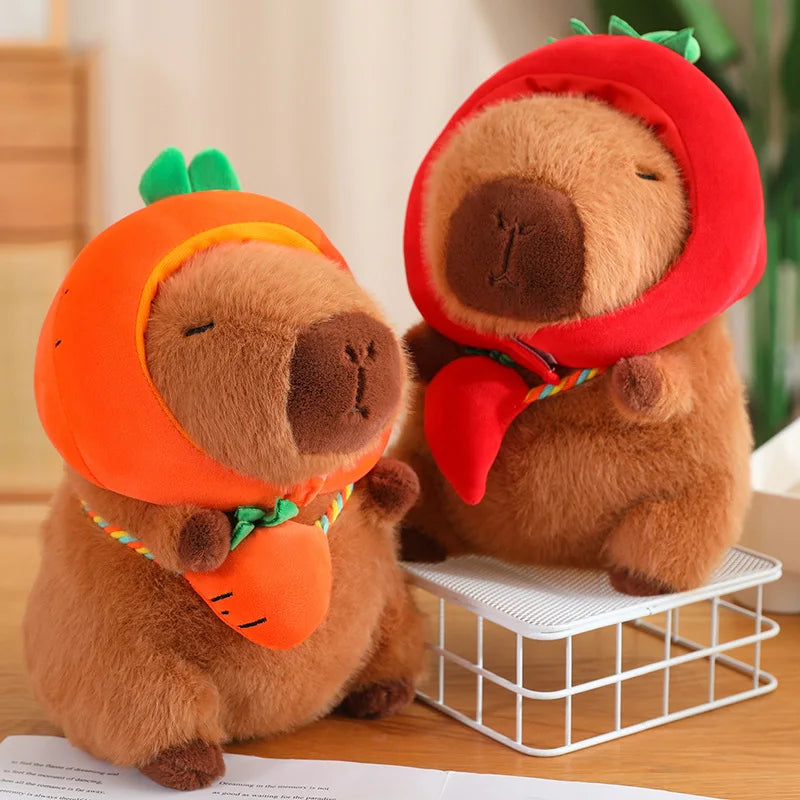 New Vegetables Hat Capybara Plush Toy Simulation Capibara With Carrot Eggplant Pumpkin Stuffed Animals Birthday Gift