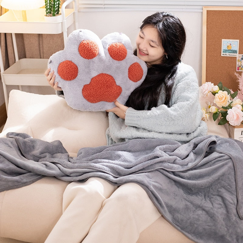 Lovely Cat Paw Pillow Plush Toy Stuffed Animal Seat Cushion Summer Air conditioner Blanket Sofa Chair Bedroom Decor Winter Warm