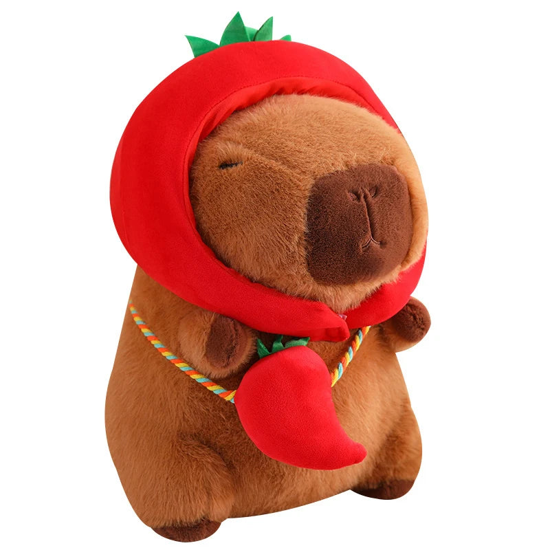 New Vegetables Hat Capybara Plush Toy Simulation Capibara With Carrot Eggplant Pumpkin Stuffed Animals Birthday Gift