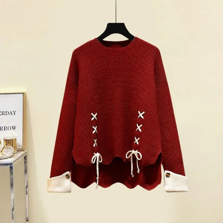 Classic Elegance: Preppy Round Collar Sweater Dress Set