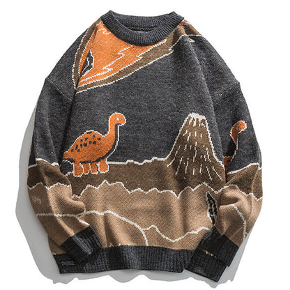 Harajuku Cartoon Little Dinosaur Sweater - Roar into Style with Adorable Chic 🦕💫