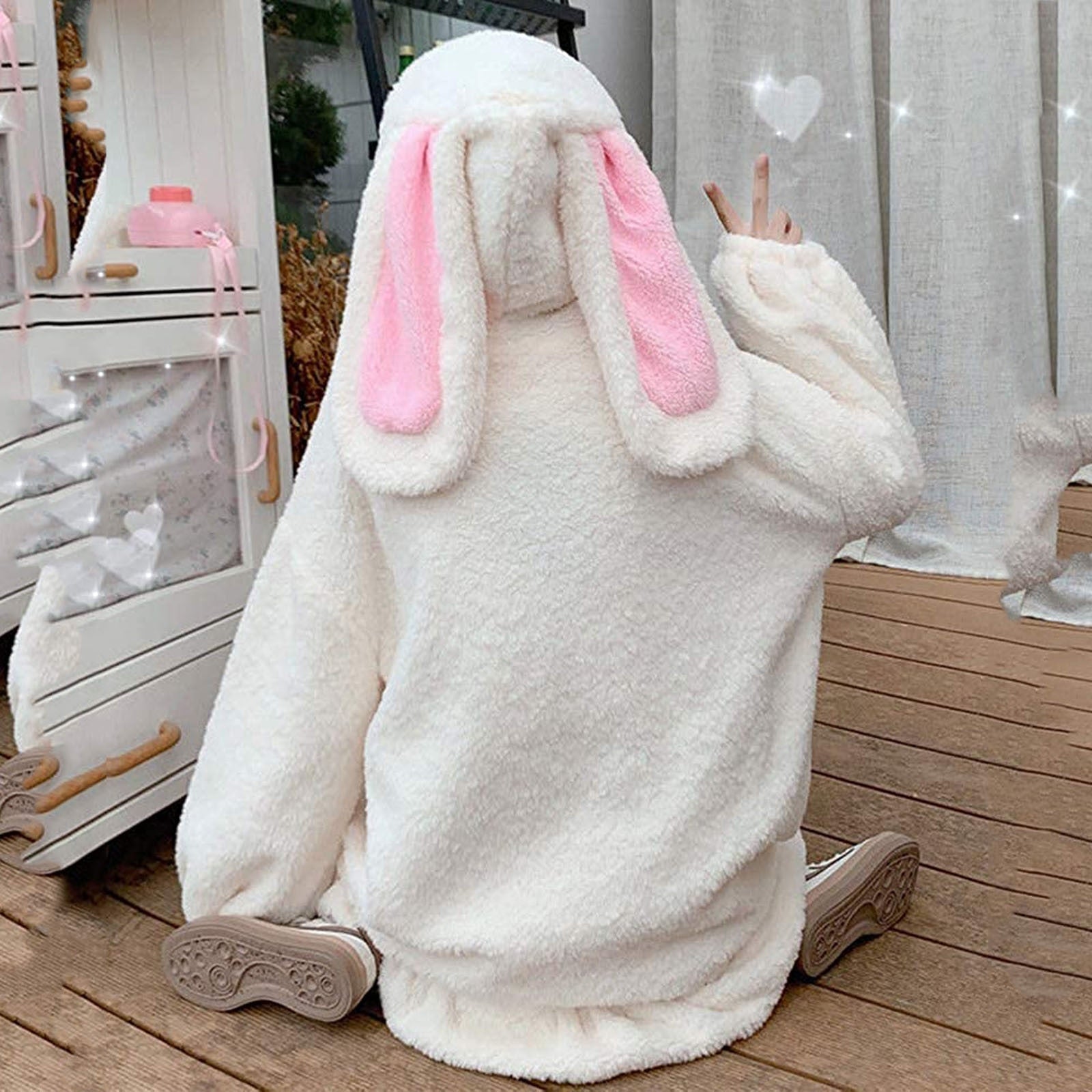 Kawaii bunny ears discount hoodie