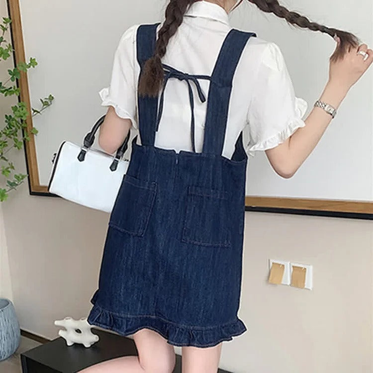 Jean overall 2025 skirt set