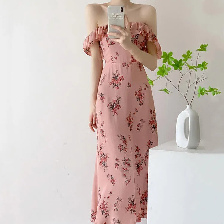 Chic Vintage Flouncing Square Collar Floral Print Slip Dress