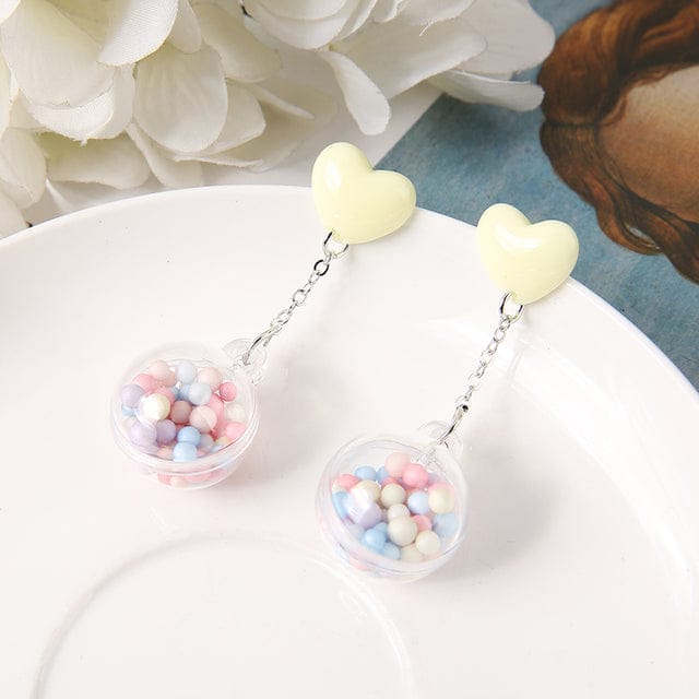 1Pair Candy Heart Pom Pom Earrings