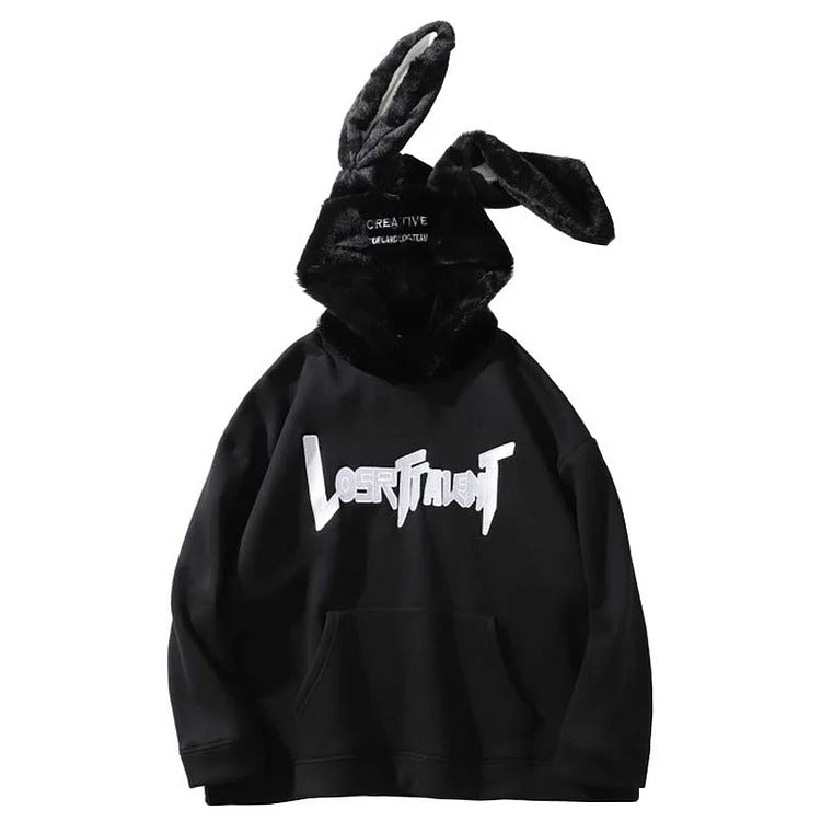 Black rabbit hoodie hot sale