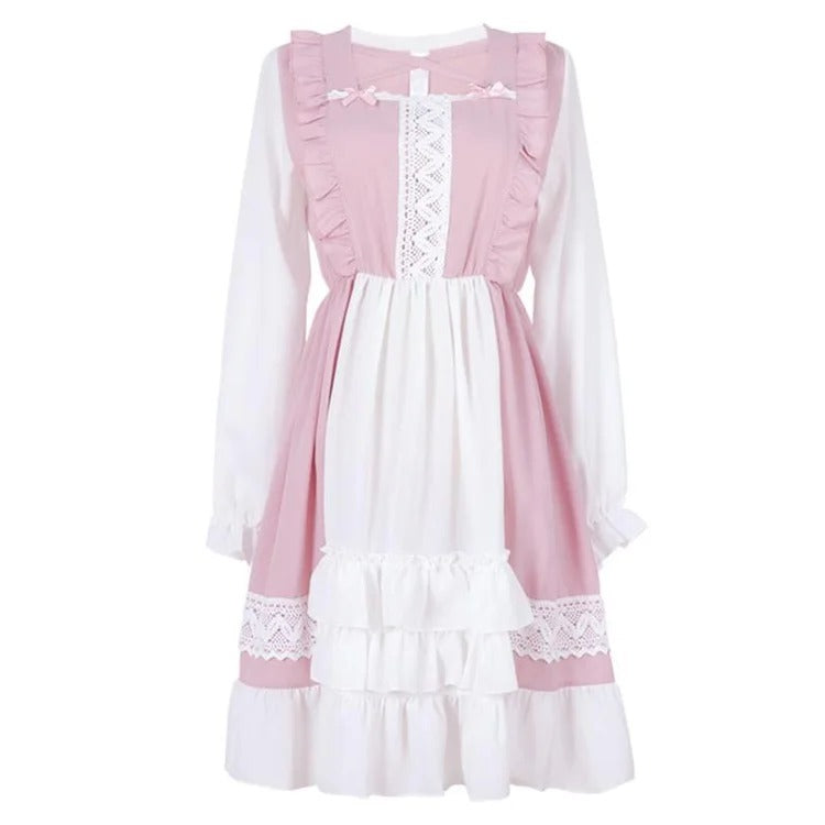 Kawaii Sweet Lolita Hem Stitching Dress in Pink