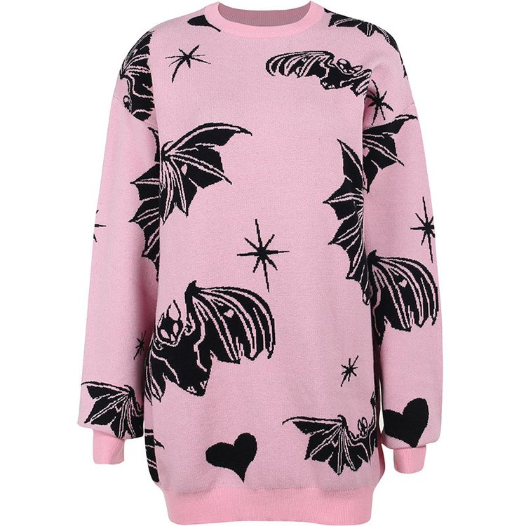 Gothic Bat Love Heart Pullover Sweater - Embrace the Dark Romance! 🦇💔