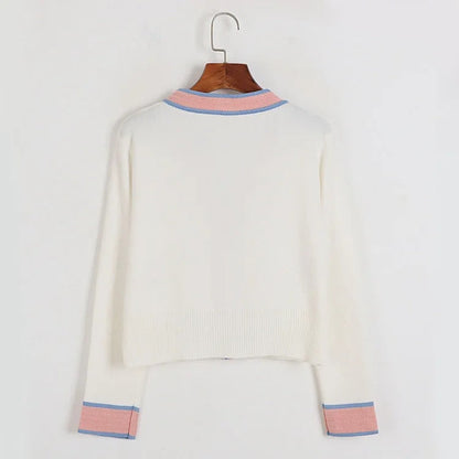 Chic Vibes: Elevate Your Style with Colorblock Crop Knit V-Neck Sweater! 🌈👚