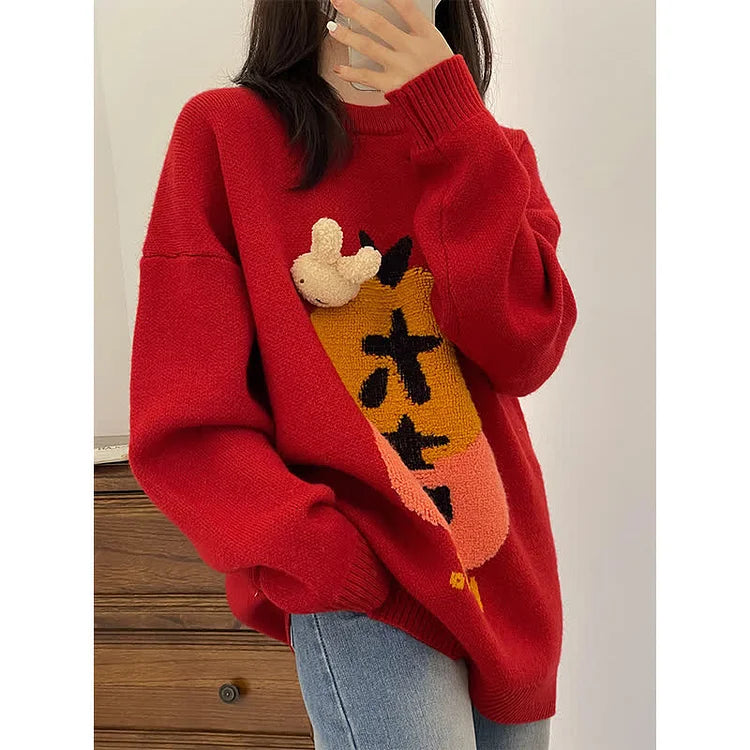 Lucky Bunny Knit Sweater - Wrap Yourself in Joyful Warmth and Style! 🍀💖