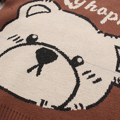 Adorable Elegance: Cartoon Bear Print Letter Sweater with Crossbody Bag - Cute Bliss in Every Stitch! 🧸🎒
