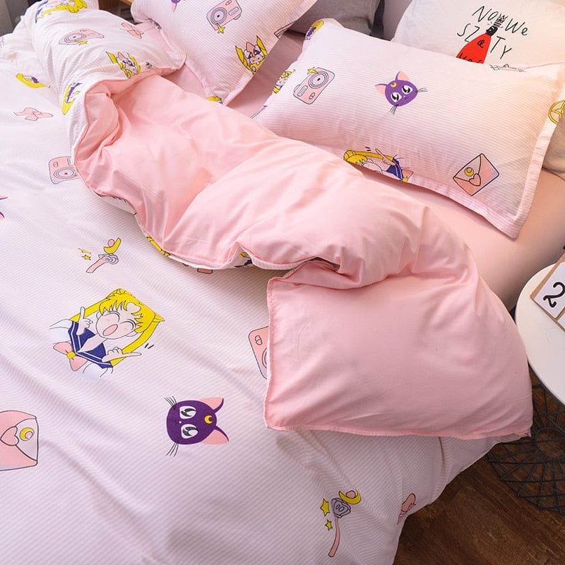 3/4pcs set Kawaii Anime Cotton Bedding Set