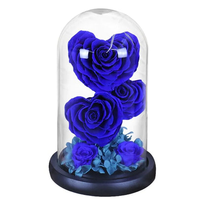 Heart-Shaped Eternal Enchanted Preserved Rose Glass Display