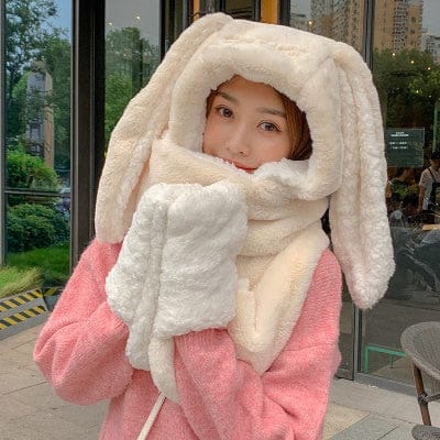 3 in 1 Fluffy Bunny Gloves Scarf Hat