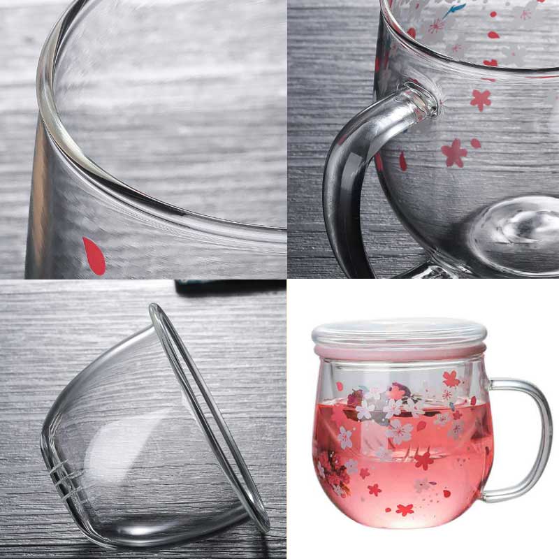 300ml Tea Infuse Sakura Glass Cup