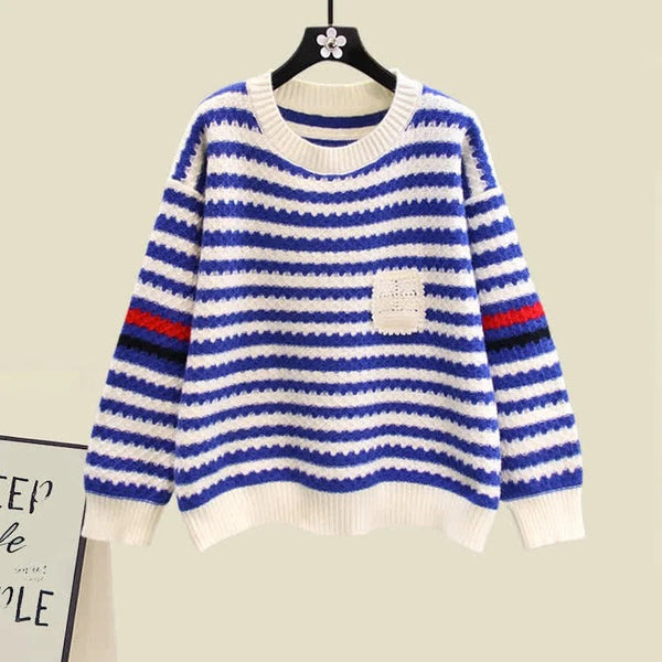 Striped Colorblock Sweater Slip Dress Two Piece Set – Youeni