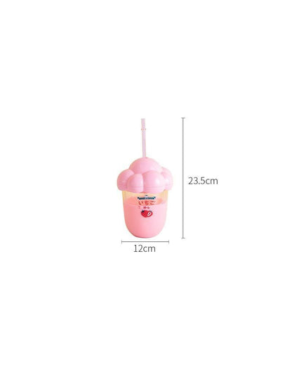 350ml Ice Cream Plastic Bottle w/Straw