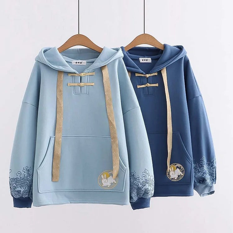 Color block japanese wave cheap printed long sleeve leisure hoodie