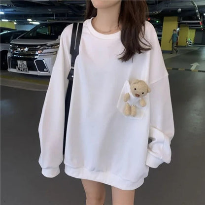 Kawaii Bliss: Bear Pocket Sweatshirt - Snuggle Up in Cute Comfort! 🐻💜
