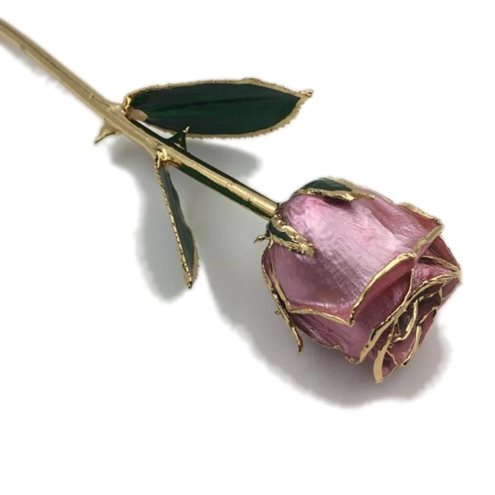 Preserved 24k Gold Long Stem Immortal Rose Closed Bud