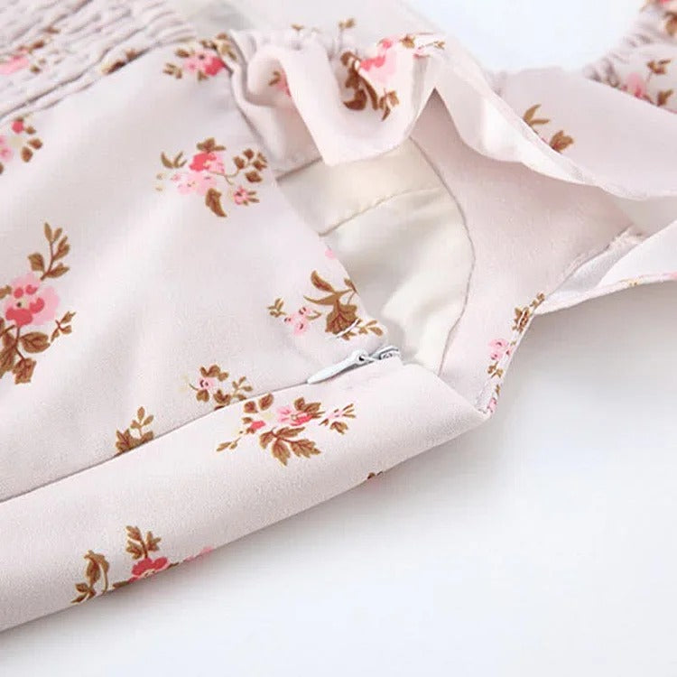 Elegant Vintage Lace Up Cardigan and Floral Slip Dress Set