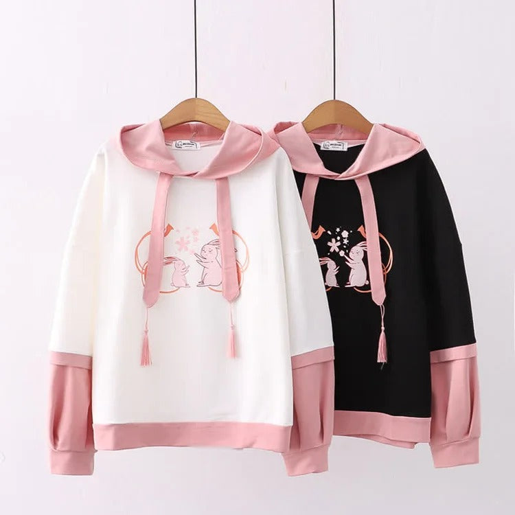 Sakura Dreams: Kawaii Bunny Hoodie - Cozy Up in Cute Comfort! 🌸🐰