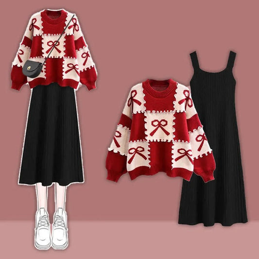 Chic Style: Bowknot Colorblock Midi Slip Dress