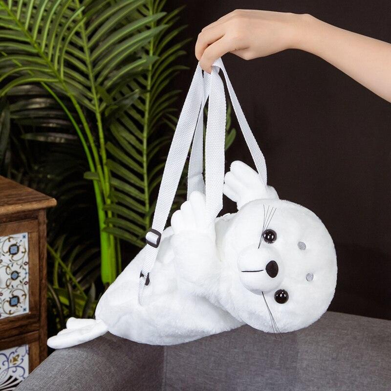 Kawaii White Seal Plush Toy Backpack