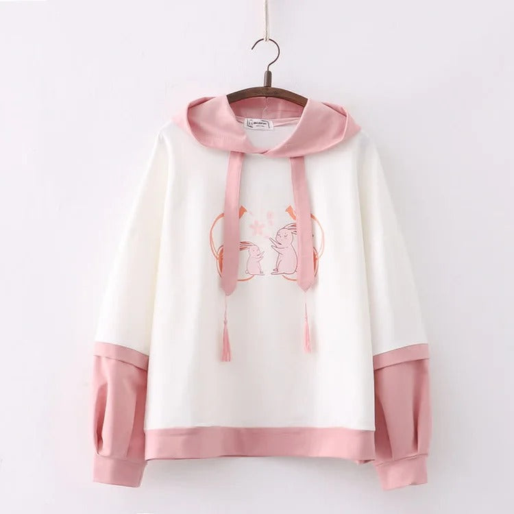 Sakura Dreams: Kawaii Bunny Hoodie - Cozy Up in Cute Comfort! 🌸🐰