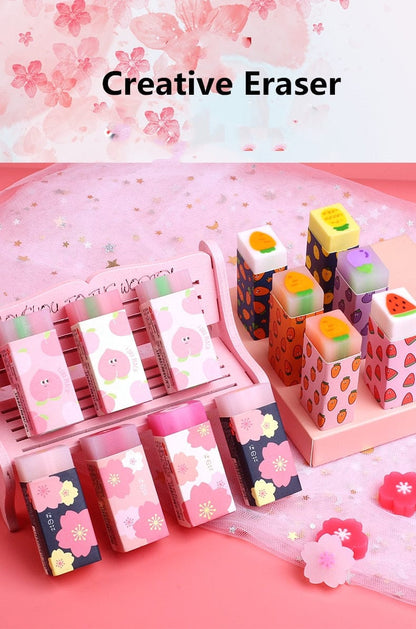 6pcs Kawaii Fruity Sakura Erasers