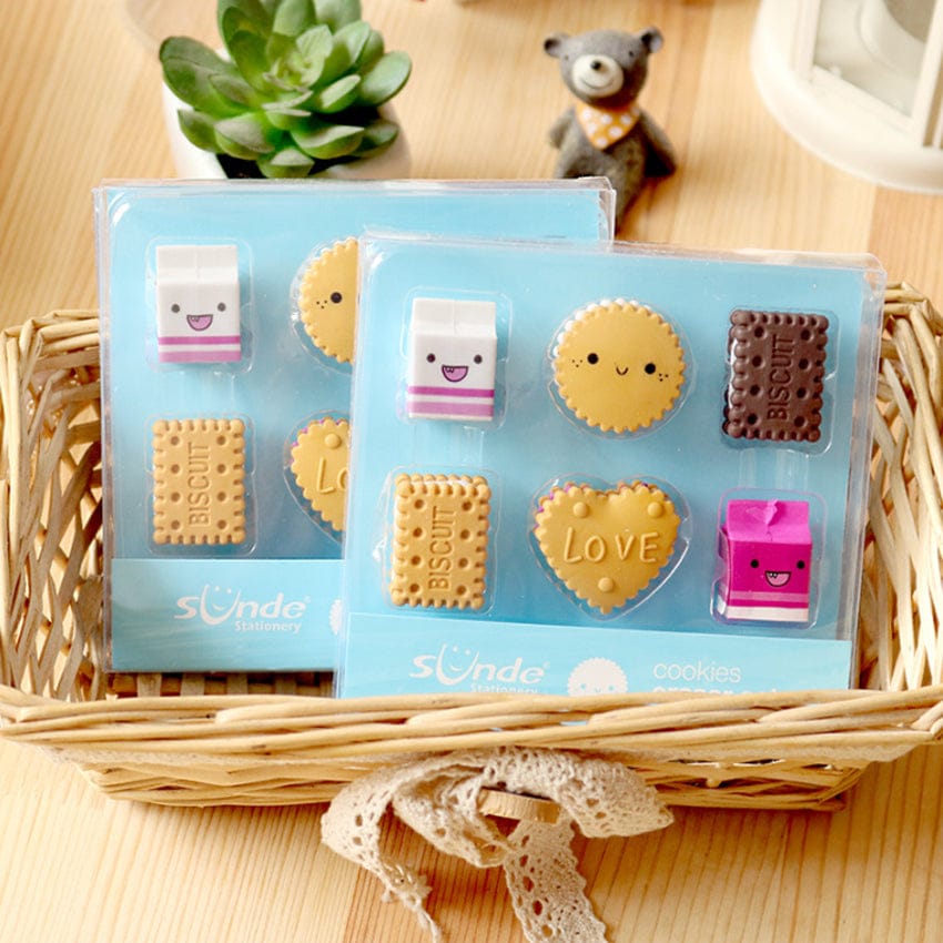 6pcs/pack kawaii Cookie Eraser