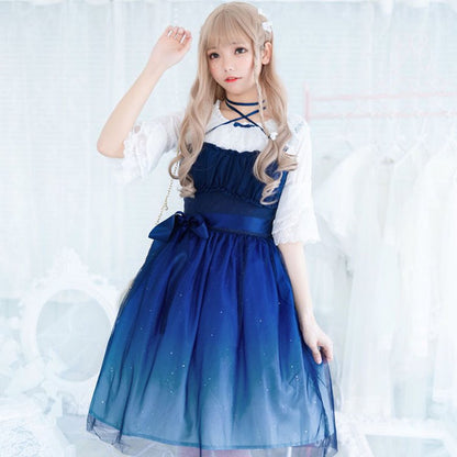 Enchanted Lolita Starry Sky Ruffle Tulle Slip Dress