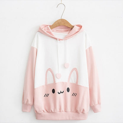 Kawaii Happy Rabbit Print Sweatshirt Hoodie