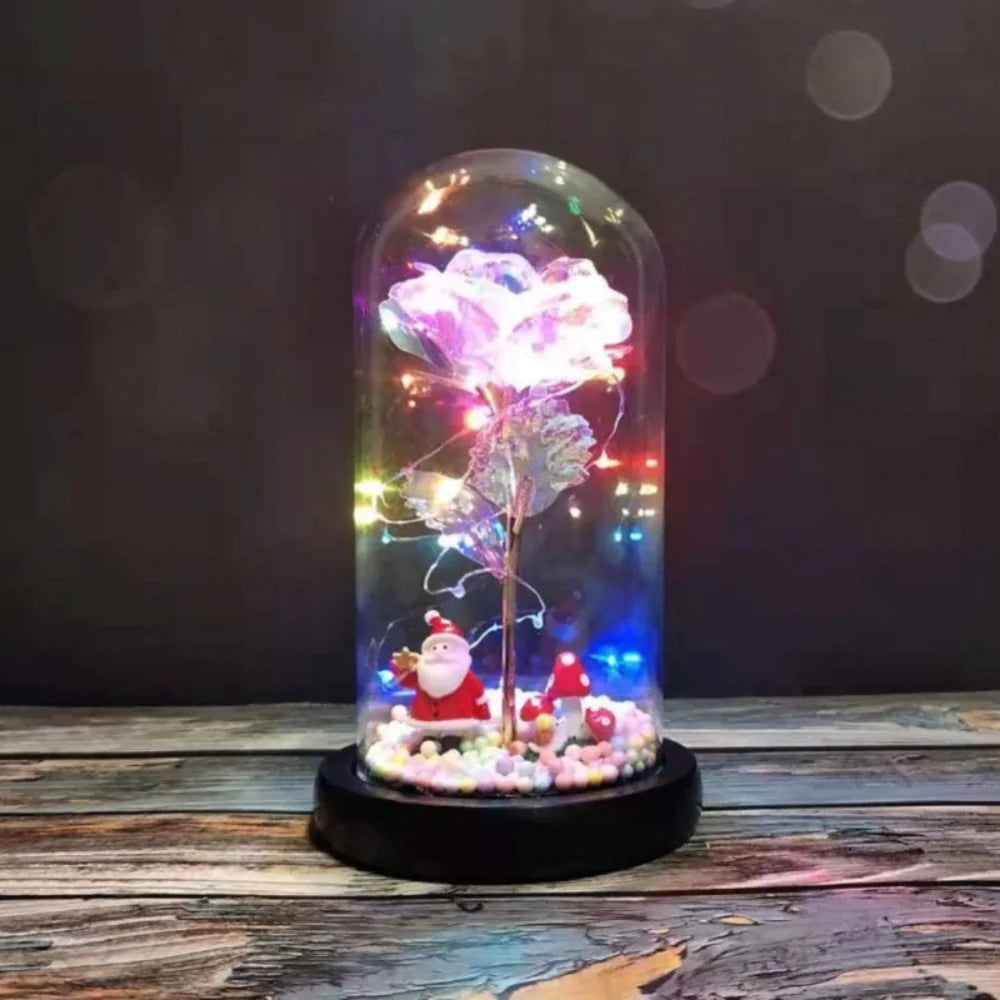Rainbow Orbs Galaxy Enchanted Rose LED Glass Display