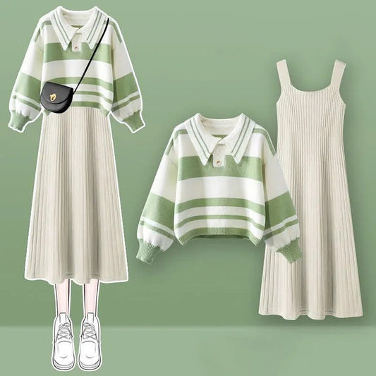 Chic Style: Striped Colorblock Midi Slip Dress